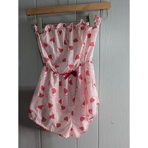 Undercover Wear vintage one piece romper shorts sleepwear hearts womens Small